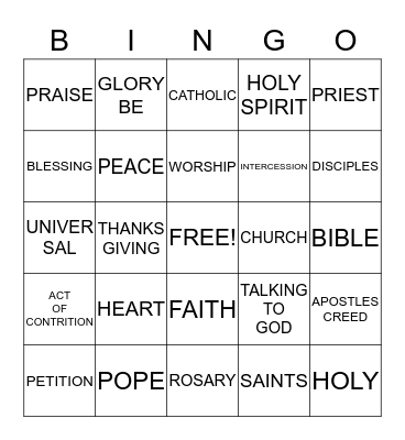 PRAYER Bingo Card