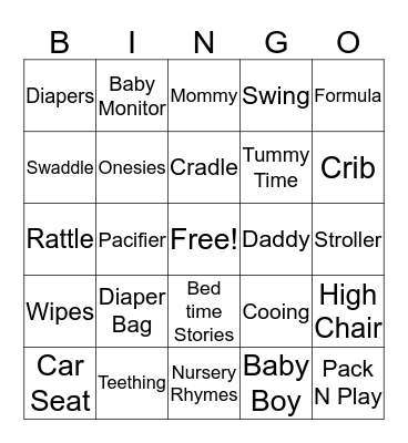 BABY SHOWER Bingo Card