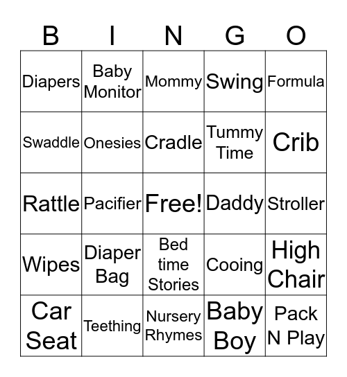 BABY SHOWER Bingo Card