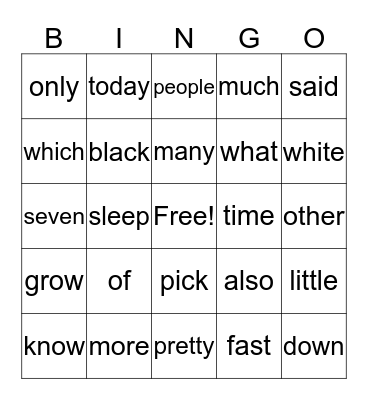 Bingo Blast! Bingo Card