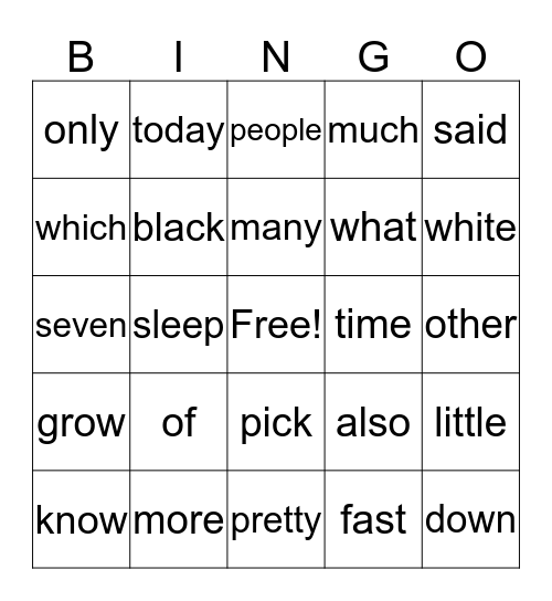 Bingo Blast! Bingo Card