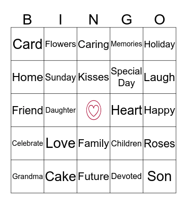 Best Mom Ever  Bingo Card