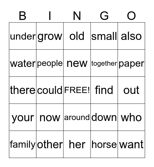 Blake and Hunter Bingo Card
