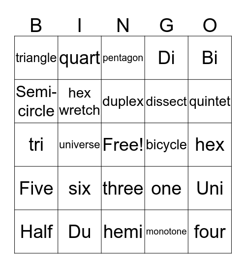 Vocab 7.1 Bingo Card