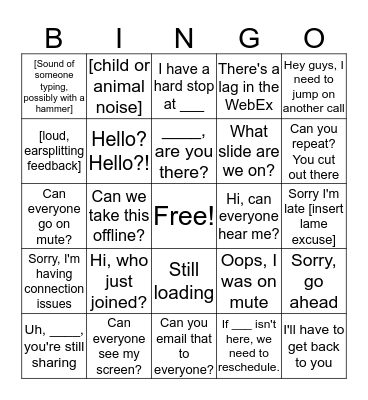 Conference Bingo Card