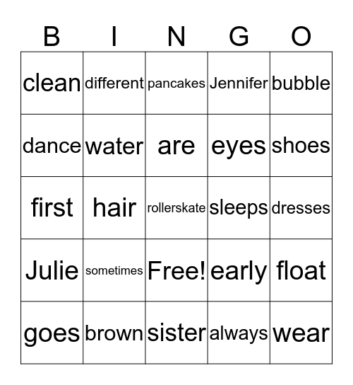 Just Like Me Bingo Card