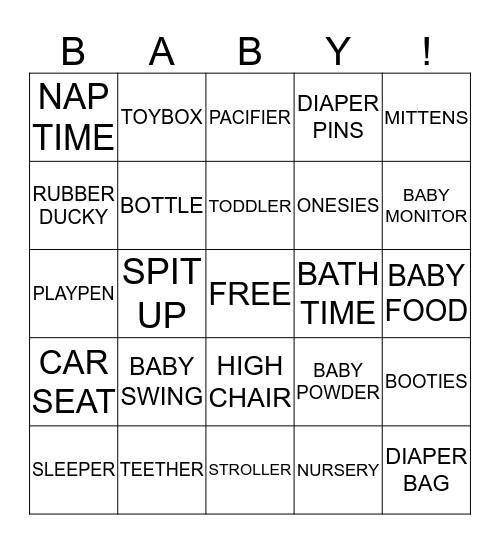 BABY Bingo Card