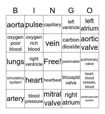 The Heart Bingo Card