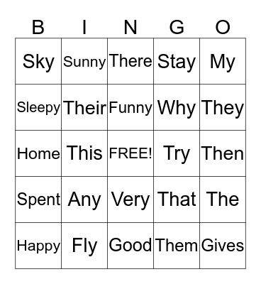 LESSON 23-28 LEVEL E WORDS Bingo Card
