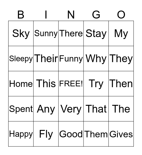 LESSON 23-28 LEVEL E WORDS Bingo Card