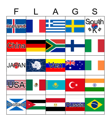 FLAG BINGO Card