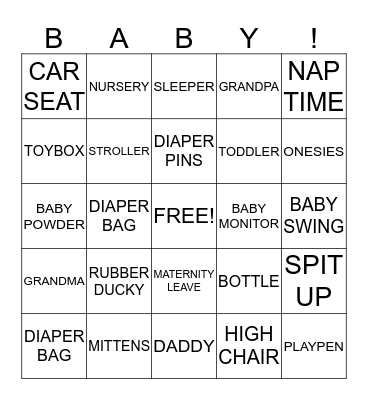 BABY BINGO Card