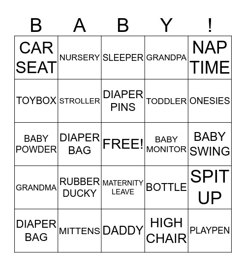 BABY BINGO Card