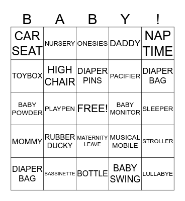 BABY BINGO Card