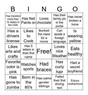 Ladies Night Bingo Card