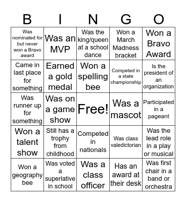 Award Ice Breaker Bingo Card