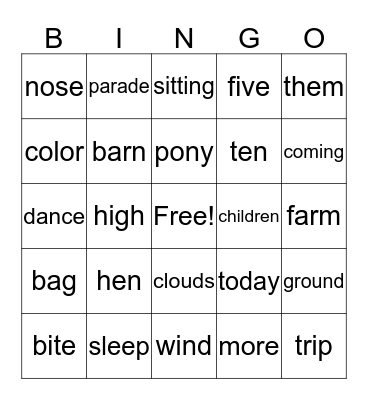 Pals Check #1 Bingo Card