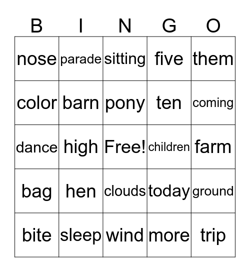 Pals Check #1 Bingo Card