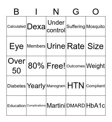 Intro to HCC, RAF & STARS  Bingo Card