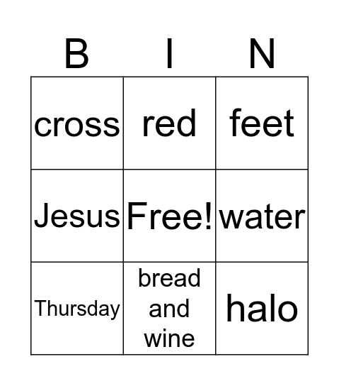 Holy Thursday Bingo Card