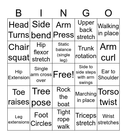 Bingocize Bingo Card