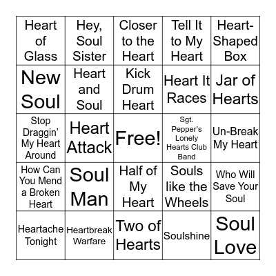 Heart & Soul Bingo Card