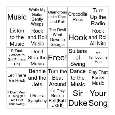 Music About Music Bingo Card