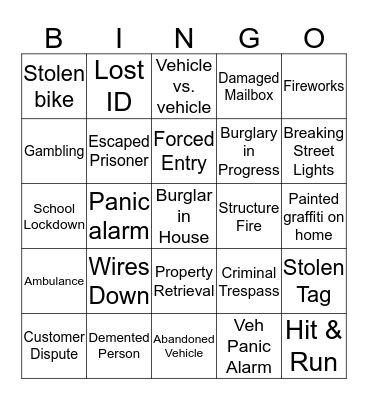 FCES Signals 1-45 Bingo Card