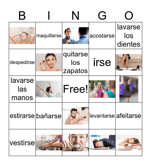 Verbos reflexivos Bingo Card