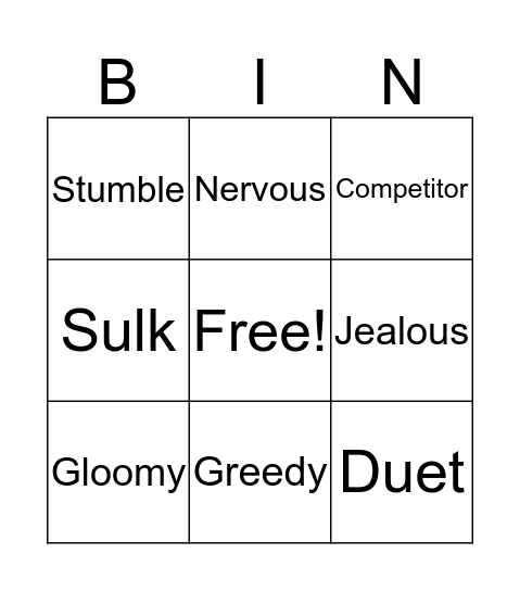 Test and Duet Bingo Card