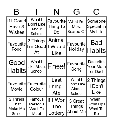 Getting To Know You Bingo Card