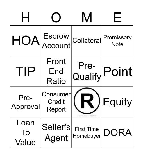 Homebuyer Education Bingo Card