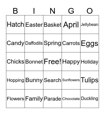 Easter Bingo Card