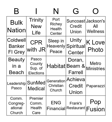 Hunger Walk Bingo! Bingo Card