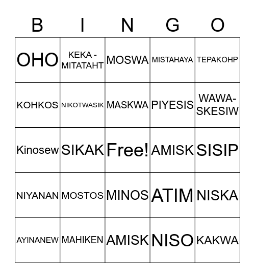 CREE BINGO  Bingo Card