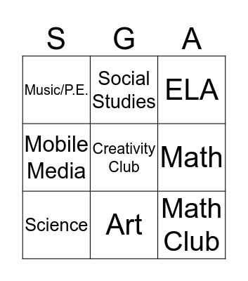 TSGA Showcase Night Bingo Card