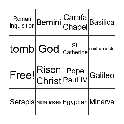 Santa Maria Sopra Minerva Bingo Card