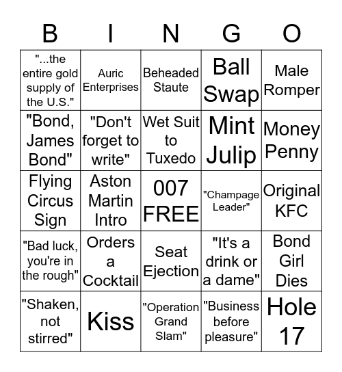 B O N D B I N G O Bingo Card