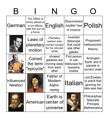 Early Astronomers Trading Cards Bingo Card