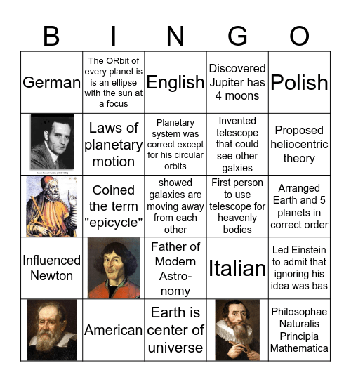 Early Astronomers Trading Cards Bingo Card