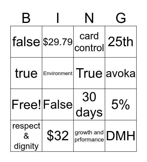 Untitled Bingo Card