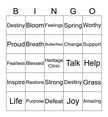 Heritage Clinic  Bingo Card