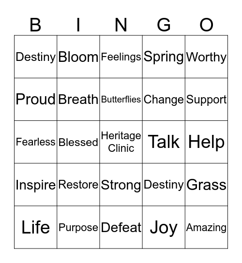 Heritage Clinic  Bingo Card