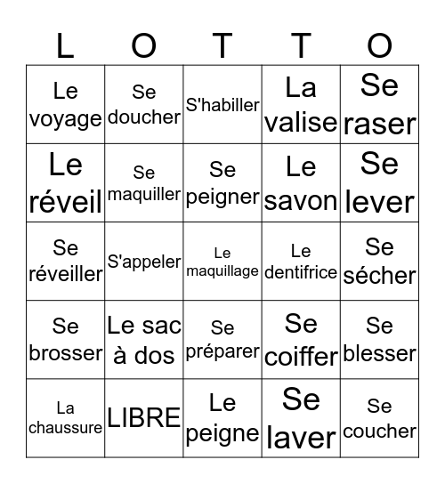 Les Verbes R fl chis Bingo Card