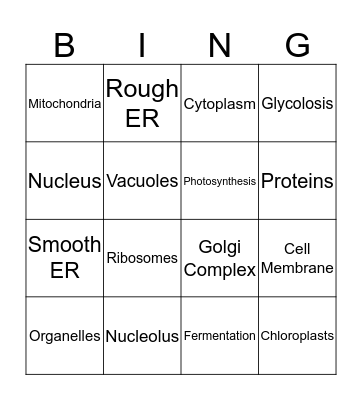 Cells Bingo Card