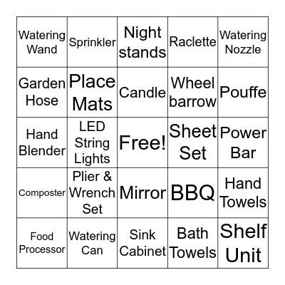 Alixe's Shower Bingo Card