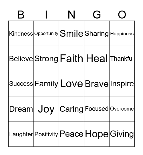 INSPIRATION Bingo Card