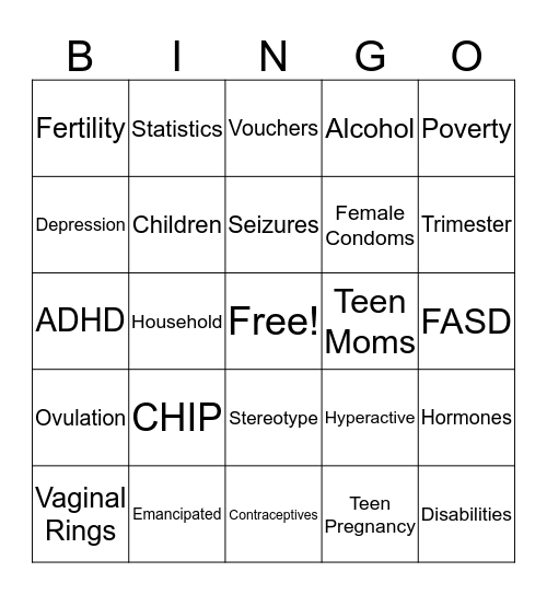 Teen Pregnancy  Bingo Card