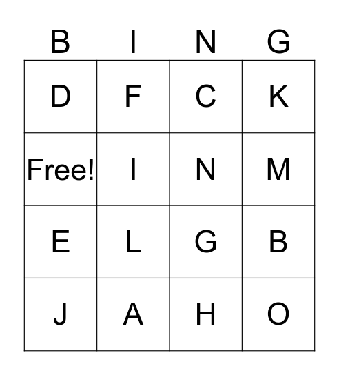 ABC Bingo Card