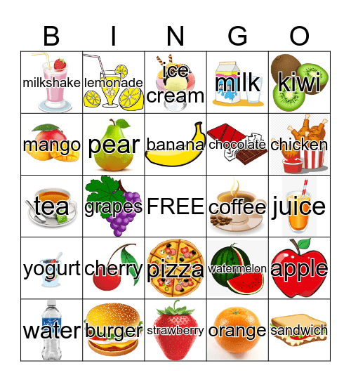 Food & Drinks Bingo Card